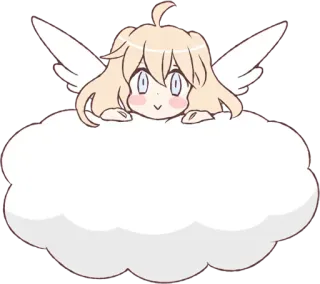 🤔 anioł, słodki, chmura, chibi, kawaii telegram sticker