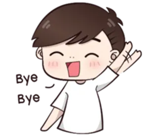 🙋 Bye Bye desenho animado, acenando, adeus, menino, fofo telegram sticker