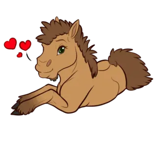❤ лошадь, пони, животное, мультфильм, милый, любовь, сердца, рисунок telegram sticker