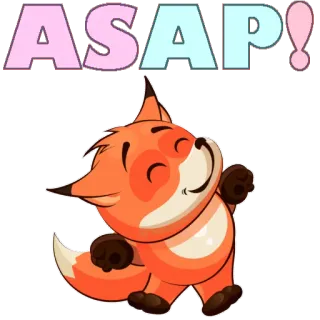 😀 ASAP! raposa, animal, desenho animado, urgente, exclamação, pressa whatsapp sticker