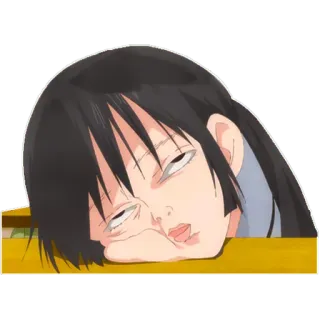 🐣 anime, garota, cansada, exausta, preguiçosa, procrastinando telegram sticker