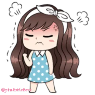 😤 cartoon, angry, irritated, girl, cute telegram sticker