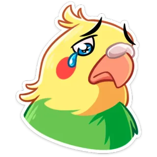 😢 เศร้า, นก, ค็อกคาเทล, ร้องไห้, อิโมจิ, สติกเกอร์ telegram sticker
