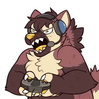 🕹 Furry, Gamer, Dibujos animados, Animal, Lobo telegram sticker