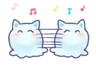 🎼 kucing, imut, stiker, kawaii, hantu, binatang whatsapp sticker
