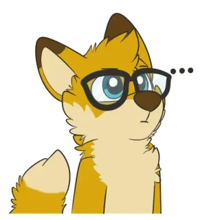 😐 ... furry, anthropomorphic, fox, cartoon, sticker, animal, glasses telegram sticker