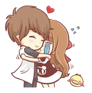 😭 Cartoon, Liebe, Umarmung, Süß, Romantik, Paar, Herz telegram sticker