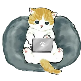 🤥 cat, laptop, cute, animal, work, kitten, pet telegram sticker