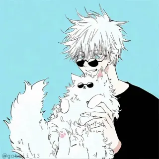 💠 Satoru Gojo Jujutsu Kaisen @gotojii_13 anime, manga, gojo satoru, gato, gafas de sol, jujutsu kaisen whatsapp sticker