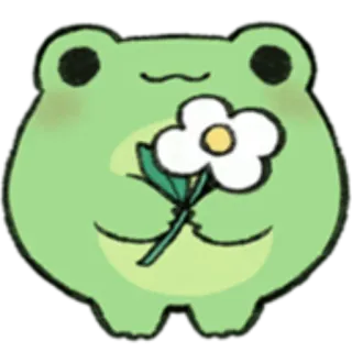 🐸 katak, bunga, imut, hijau, hewan, alam, menyenangkan telegram sticker