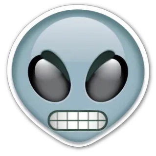 👽 Инопланетянин, Злой, Эмодзи, Лицо, Серый, Выражение, Мультик telegram sticker