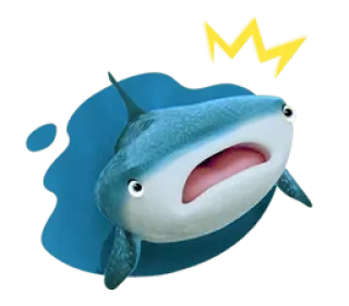 😰 サメ, 漫画, 青, 衝撃, 海, 海, 魚 telegram sticker