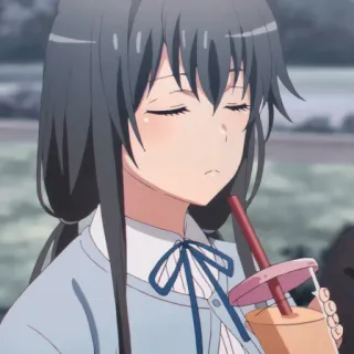 🎭 Anime Mädchen, Trinken, Boba, Süß, Cartoon telegram sticker