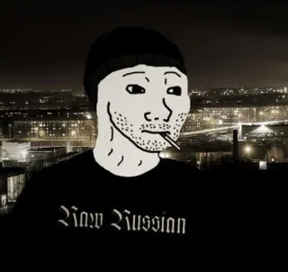 😐 Riew Russian meme, wojak, russian, black and white telegram sticker