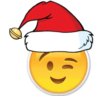 😉 Emoji, Natal, Gorro de Papai Noel, Piscadela, Festivo telegram sticker