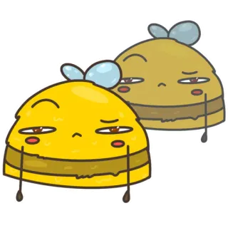 😑 schattig, blob, cartoon, grappig, karakter, geel, verdrietig telegram sticker