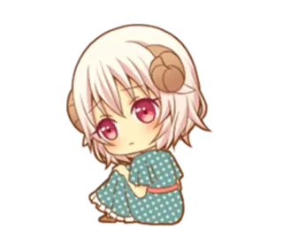 😔 Anime, Mangá, Chibi, Kawaii, Fofo, Ilustração, Arte digital telegram sticker