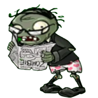 🗞 ZOMBIE zombie, nerd, glasses, reading, newspaper whatsapp sticker