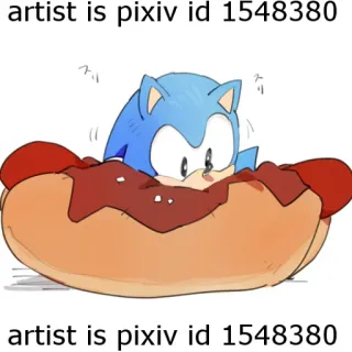 🗒 Sonic artist is pixiv id 1548380 sonic, хот-дог, мультфильм, фанарт, еда telegram sticker