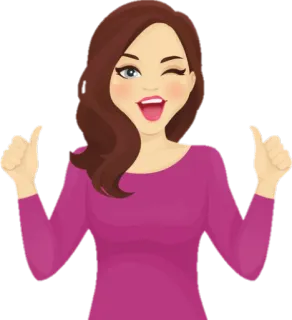 👍 Cartoon, Frau, Zwinkern, Daumen hoch, Positiv, Mädchen whatsapp sticker
