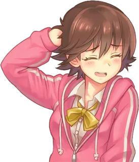 😌 anime, ragazza, imbarazzata, rosa, arrossire telegram sticker