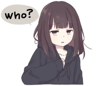 😐 who? anime, garota, pergunta, confusa, quem telegram sticker
