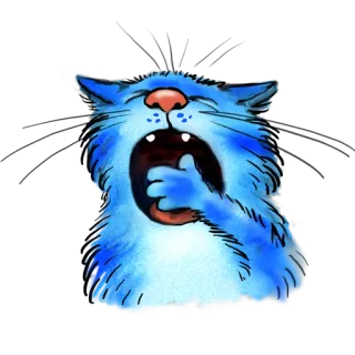 😮 gatto, sbadiglio, assonnato, blu, animale, stanco telegram sticker