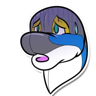😔 Dessin animé, Animal, Dauphin, Triste, Émotionnel, Poilu telegram sticker