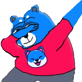 🥳 Dessin animé, Ours, Dab, Ours bleu, Sticker telegram sticker