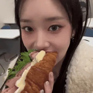 🍈 phụ nữ, ăn, bánh mì sandwich, đồ ăn, bữa sáng, bữa trưa, bữa ăn telegram sticker