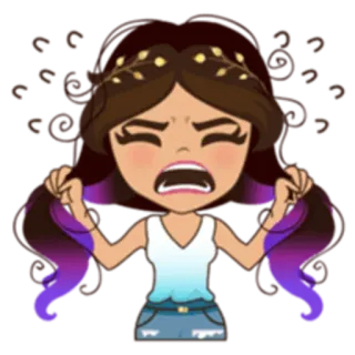 😫 angry, frustrated, upset, emotional, stressed, cartoon, woman telegram sticker