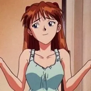 🤷 Asuka Langley Soryu Neon Genesis Evangelion Anime, Dibujos animados, Personaje, Asuka, Evangelion, Encogerse de hombros, Chica telegram sticker