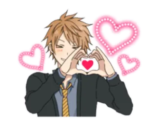 ❤ Anime, Junge, Herzen, Liebe, Cartoon, Süß whatsapp sticker
