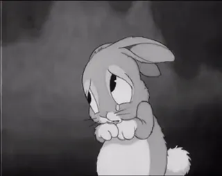😥 traurig, Hase, Kaninchen, Cartoon, grau telegram sticker