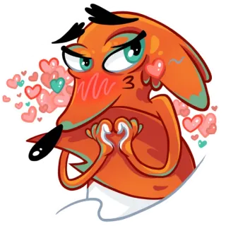 😘 raposa, corações, amor, fofo, desenho animado, animal, adesivo telegram sticker
