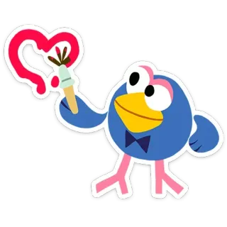 🤩 uccello, cartone animato, cuore, pittura, carino telegram sticker