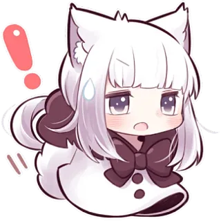 😱 Чиби, Аниме, Каваий, Девушка-кошка, Милый, Восклицательный знак telegram sticker