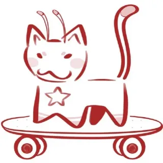 ❇️ kot, deskorolka, kosmita, zwierzę domowe, zwierzę, słodki, gwiazda, kreskówka telegram sticker