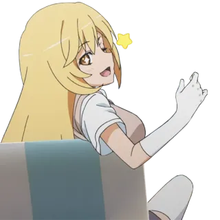 😉 аниме, девушка, мультфильм, блондинка, перчатки telegram sticker