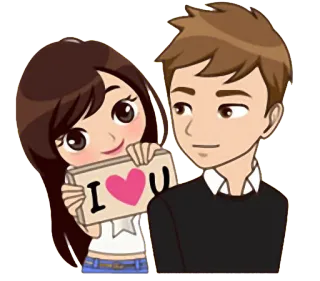 ❤ I <3 U amor, pareja, relación, dibujos animados whatsapp sticker
