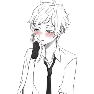 😚 Anime, Manga, Erröten, Junge, Schwarzweiß telegram sticker