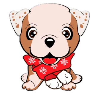 😽 犬, 子犬, かわいい, ステッカー, 動物, 冬, マフラー, 雪の結晶 telegram sticker