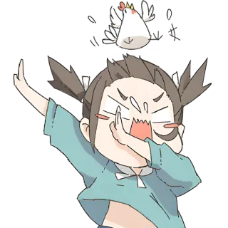 😈 cartoon, angry, chicken, girl, cute, animal telegram sticker