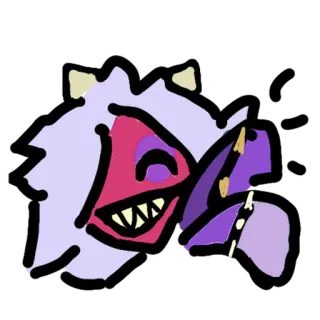 🙌 мультфильм, монстр, фиолетовый, клыки, цифровое искусство, стикер telegram sticker