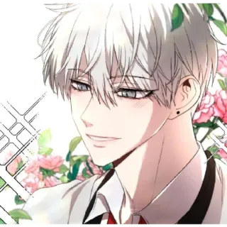 😁 Garçon animé, Beau, Cheveux blancs, Illustration, Manhwa telegram sticker