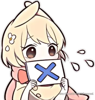 🙅‍♀ Anime, Mädchen, Ablehnung, Traurig, Sticker, X-Zeichen, Niedlich telegram sticker