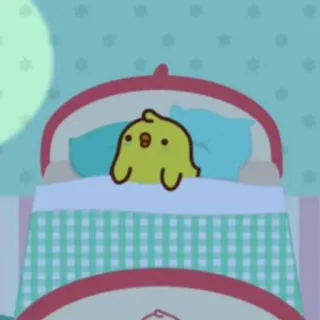 🌟 cartoon, yellow bird, bed, sleep telegram sticker