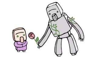 🏡 minecraft, golem sắt, dân làng, hoa, trò chơi telegram sticker