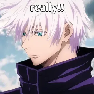🤔 Satoru Gojo Jujutsu Kaisen really!! anime, gojo satoru, jujutsu kaisen, white hair, anime boy whatsapp sticker