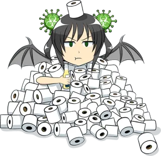 😕 Coronavirus, Papel higiénico, Anime, Pandemia, Alcohol, Dibujos animados telegram sticker